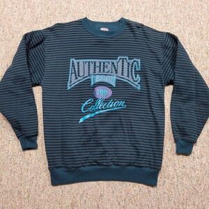 I.O.U. Sweatshirt Mens Small‎ Teal Black Striped 1992 Vintage Graphic Pullover